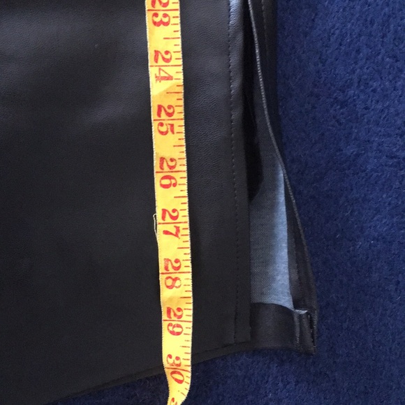 BLACK Lynn Cantin for Poems Faux leather skirt asymmetric hem. Fully lined. - Picture 3 of 8